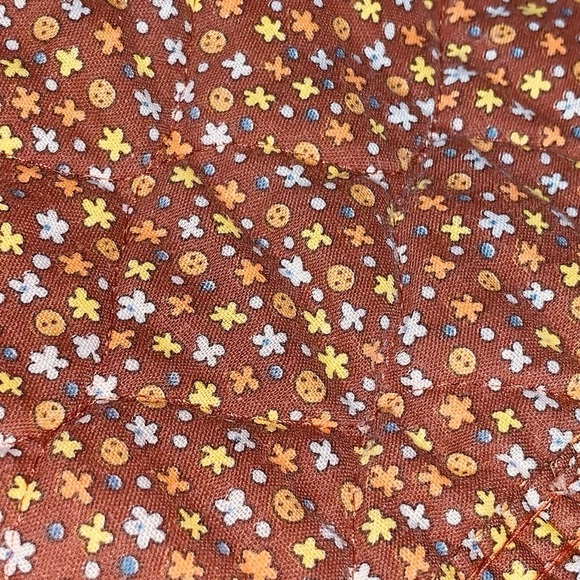 4 1970s Cotton Oval Place Mats Rustic Brown Retro Daisy Floral Pattern Vintage - Picture 4 of 6